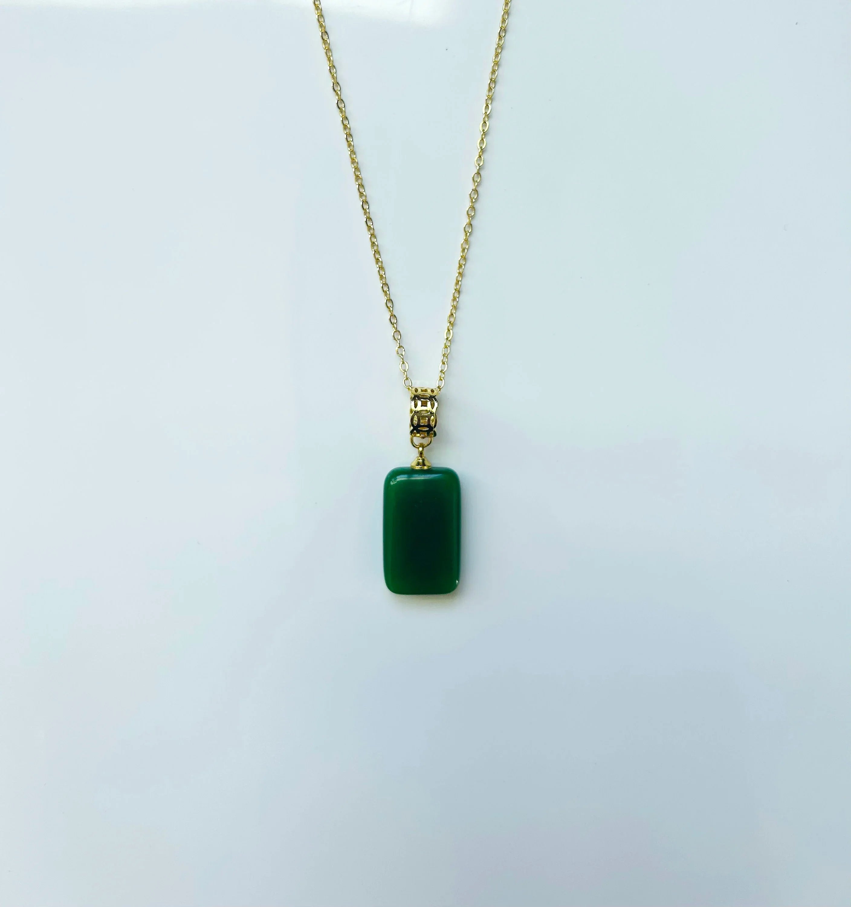 Square Green Jade Necklace.Minimalistic gold Jade cube Pendant 16''.Simple Jade Jewelry.Small Jade Pendant.Real Chinese Jade.Gift for her.