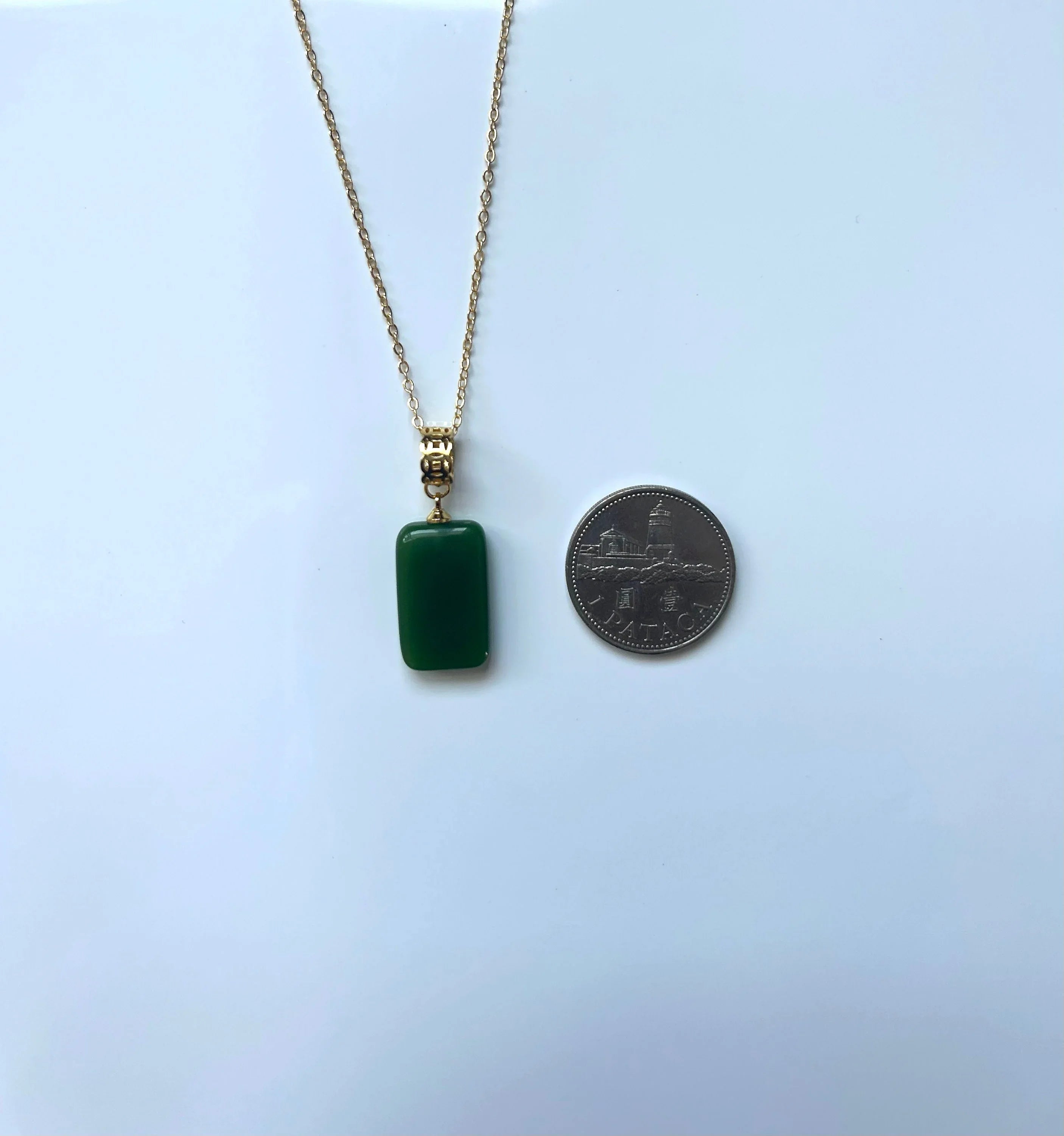 Square Green Jade Necklace.Minimalistic gold Jade cube Pendant 16''.Simple Jade Jewelry.Small Jade Pendant.Real Chinese Jade.Gift for her.