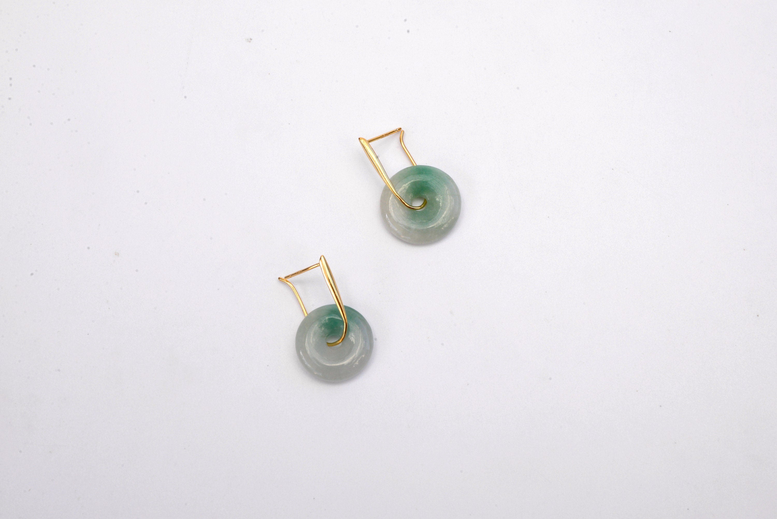Modern Gold Jade Donut Earrings – Green or White Natural Jade Dangle Jewelry | Genuine Chinese Jade Gift
