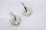 Green & White Jade Flower Earrings.Jade Silver Earrings.Real Jade Jewelry.Sterling Silver Earrings.Wedding Floral jewelry.Gift for her.Bride