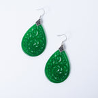 Vintage Geschnitzte Jade Ohrringe.Natürliche grüne Jade Ohrringe.Sterling Silber Jade Ohrringe.Tropfen Ohrringe.Chinesischer Jade Smaragd
