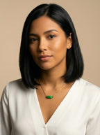 18k Gold Minimalist Jade Choker Necklace – Dark Green Bead Pendant 16" | Dainty Genuine Vintage-Inspired Jade Jewelry