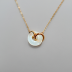 Rose Gold White Jade Circle Pendant Necklace – 18" Modern Round Jewelry | Genuine Jade Gift