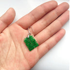 Big Green Jade Double Happiness Earrings – Chinese Character Dangle Jewelry | Lucky Emerald Jade Gift