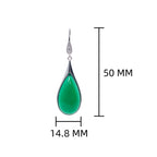 925 silver dark green jade earrings with classic teardrop design and antique finish size 50mmx14.8mm
