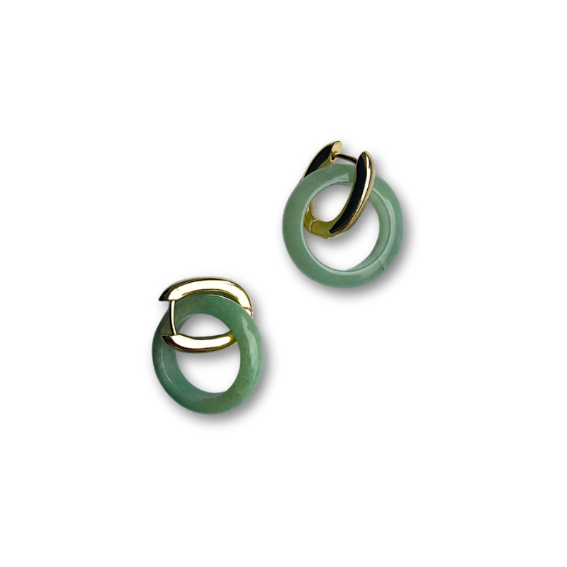 Große moderne grüne Jade Creolen.Minimalistischer Goldschmuck.Große Jade Kreis Ohrringe.Echter Nephrit Jade Schmuck.Vintage Chinesisches Jade Geschenk