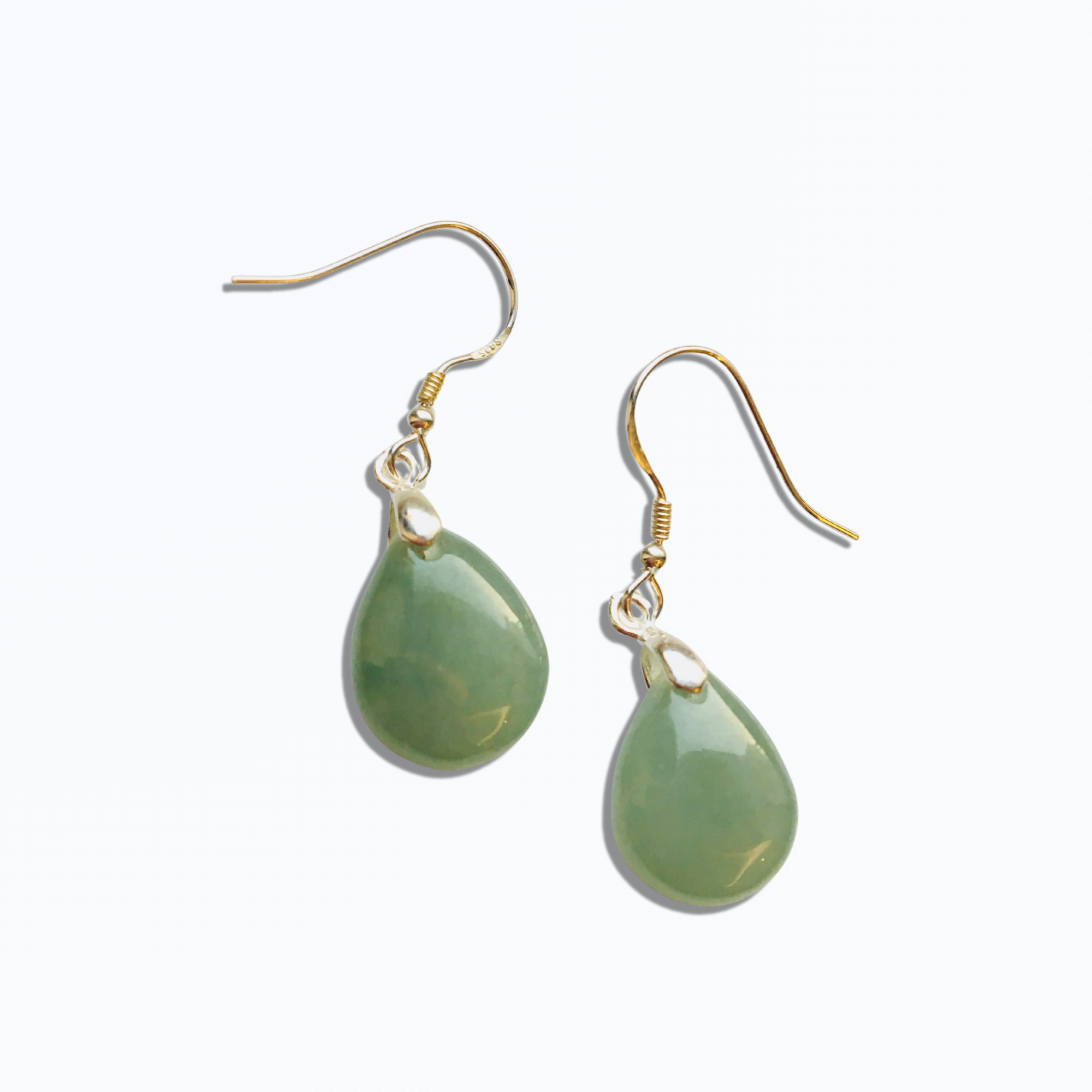 Jade Tropfen Ohrringe.Grüne Tropfen Ohrringe.Silber Tropfen Ohrringe.Schlichte grüne Jade Schmuck.Jade Tropfen Ohrringe.Ohrhänger.Kostenloser Versand
