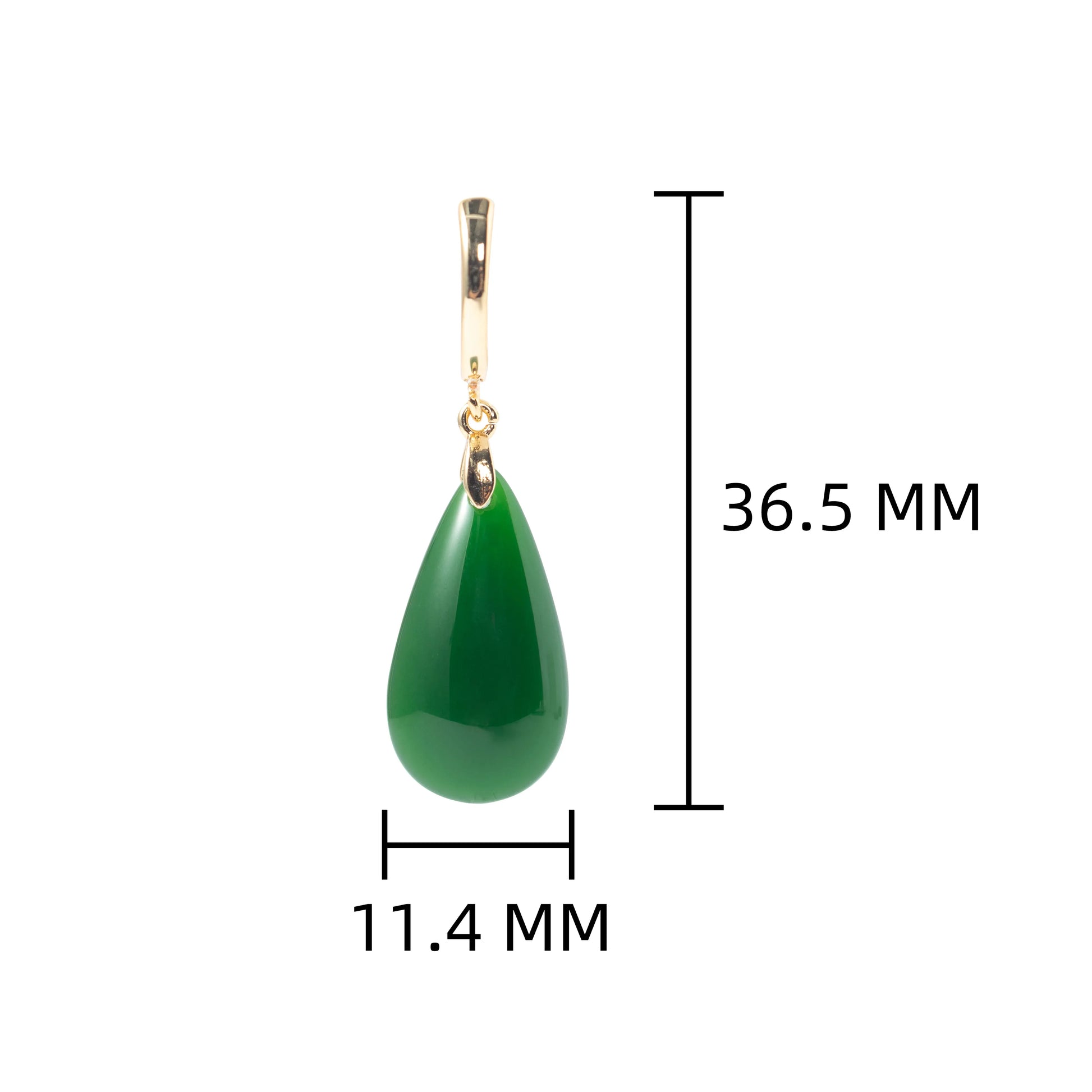 small teardrop jade earrings made measured 36.5mmx11.4mm