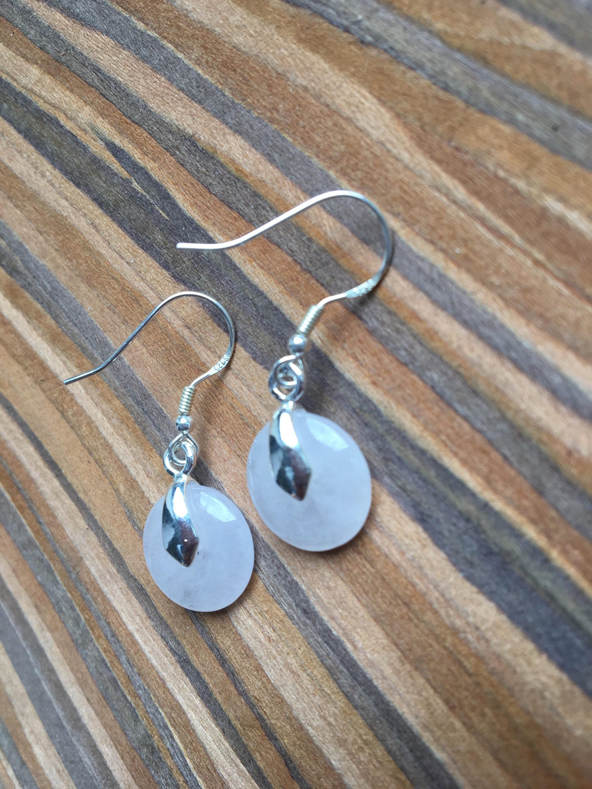 White Jade Circle Earrings.Sterling Silver Round Earrings.Jade Hanging Earrings.Jade Donut Earrings.Silver Jade Earrings.Natural Jade