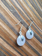 White Jade Circle Earrings.Sterling Silver Round Earrings.Jade Hanging Earrings.Jade Donut Earrings.Silver Jade Earrings.Natural Jade