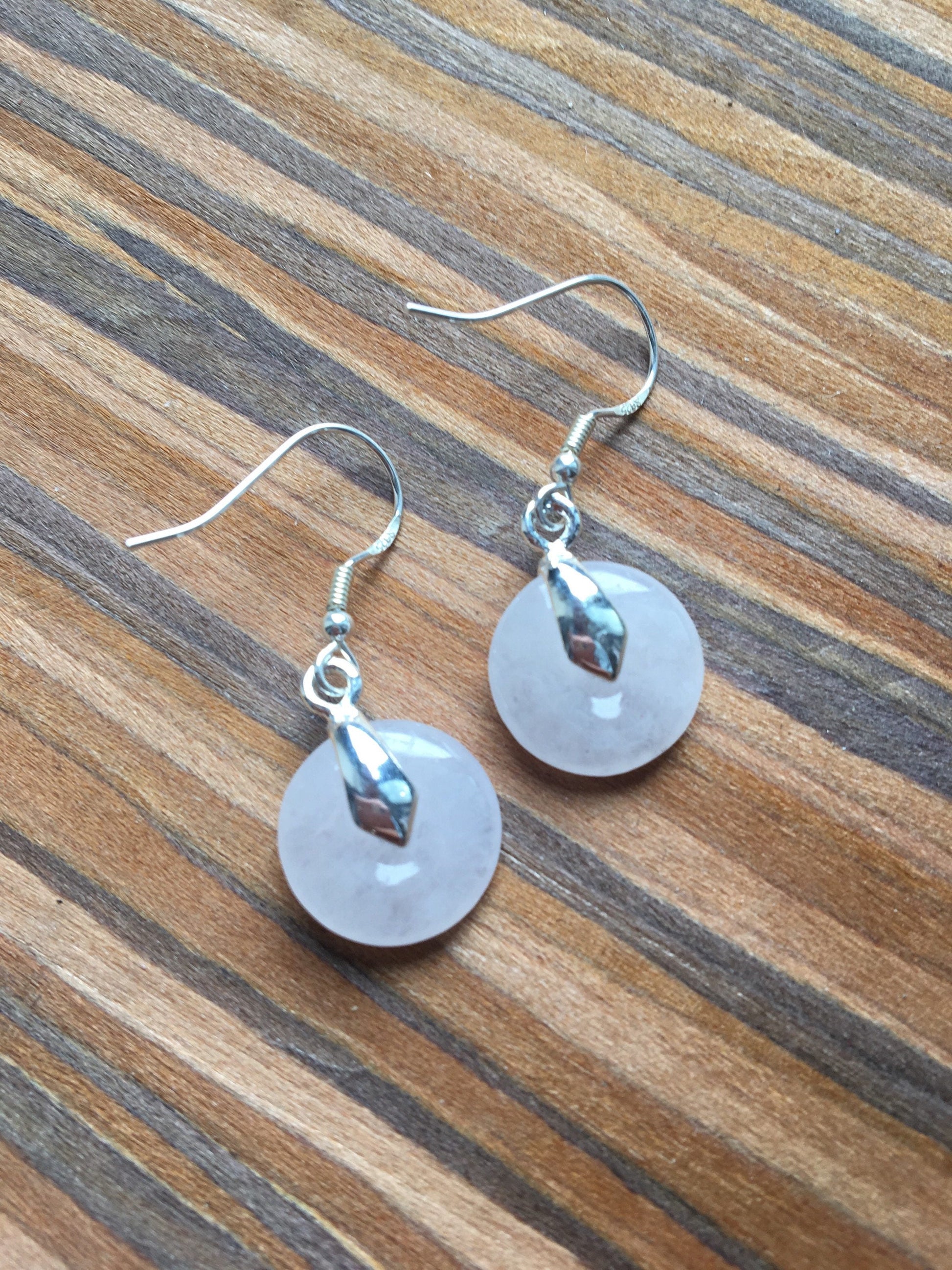 White Jade Circle Earrings.Sterling Silver Round Earrings.Jade Hanging Earrings.Jade Donut Earrings.Silver Jade Earrings.Natural Jade
