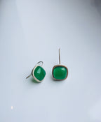 Grüne Quadrat Jade Ohrringe. Jade Würfel Ohrringe.Sterling Silber Jade Schmuck.Grüne Edelstein Ohrringe.Zierliche Jade Ohrringe.Chinesische Jade.Geschenk
