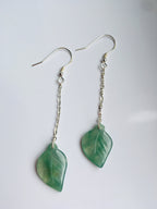 Icy Green Jade Leaf Earrings.Hanging leaves Earrings.Sterling Silver Jade Jewelry.Genuine Jade Jewelry.Nature inspired.Gift for her