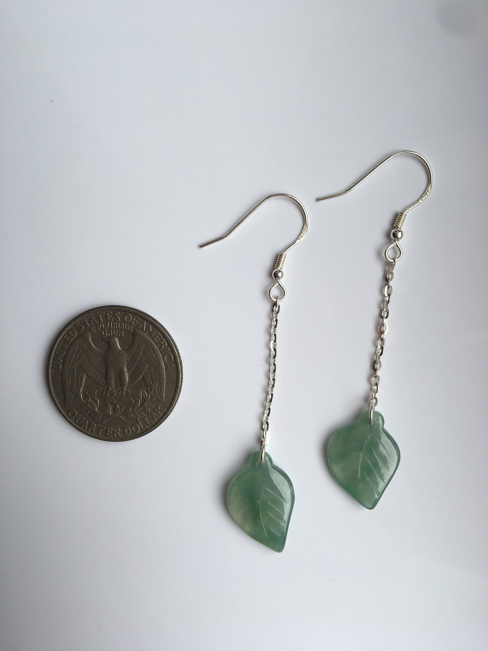 Icy Green Jade Leaf Earrings.Hanging leaves Earrings.Sterling Silver Jade Jewelry.Genuine Jade Jewelry.Nature inspired.Gift for her