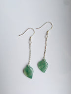 Icy Green Jade Leaf Earrings.Hanging leaves Earrings.Sterling Silver Jade Jewelry.Genuine Jade Jewelry.Nature inspired.Gift for her