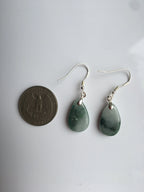 Genuine Myanmar Jade Earrings.Jade Teardrop Earrings.Green Teardrop Earrings.Silver Teardrop Earrings.Vintage White Jade Jewelry.Natural