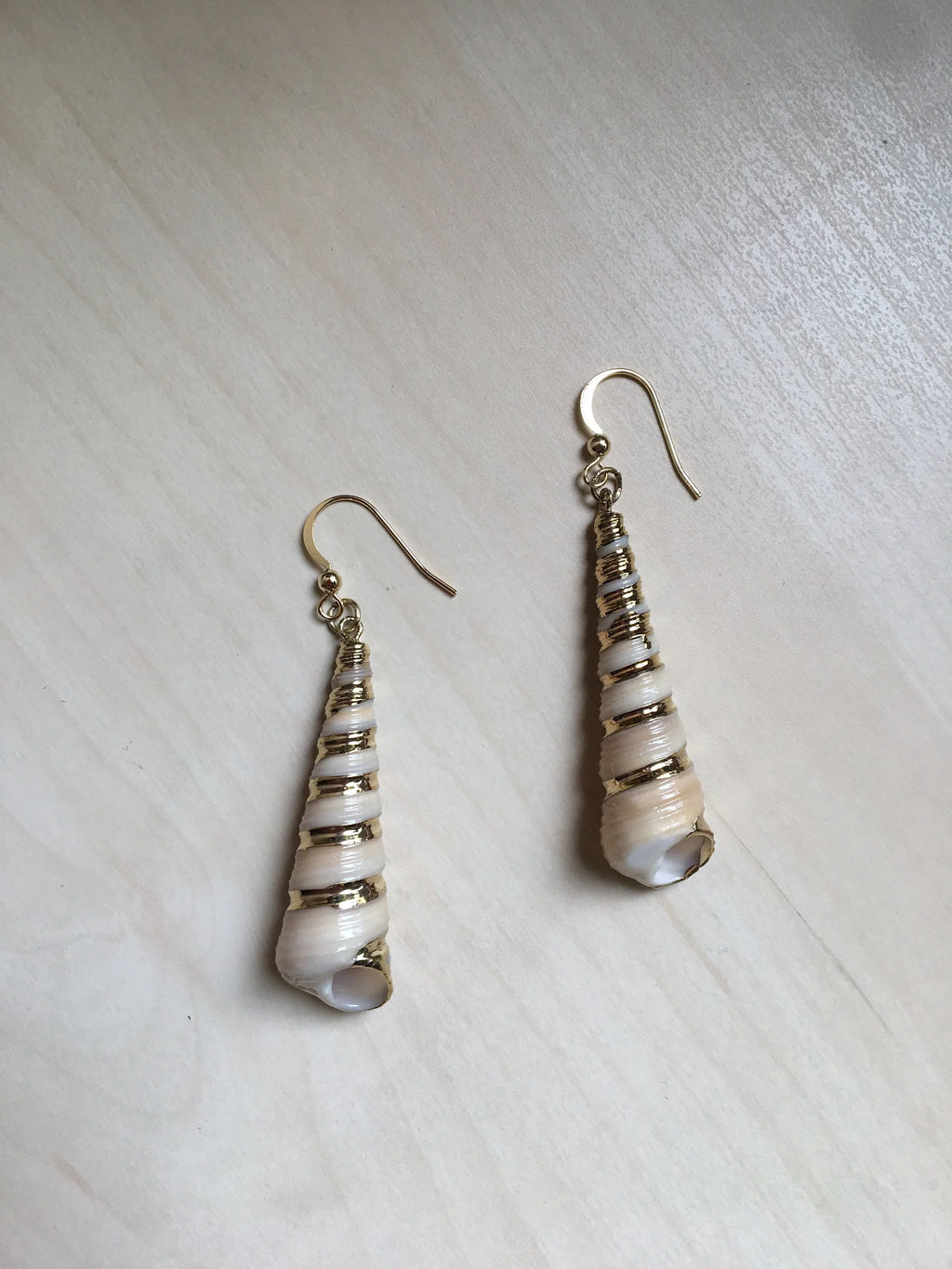 Gold Real Seashell Earrings Collection - Long Ocean Seashell Earring | Hanging Green Conch Beach Vacation Jewelry | Nature inspired Gift