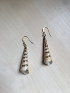 Gold Real Seashell Earrings Collection - Long Ocean Seashell Earring | Hanging Green Conch Beach Vacation Jewelry | Nature inspired Gift