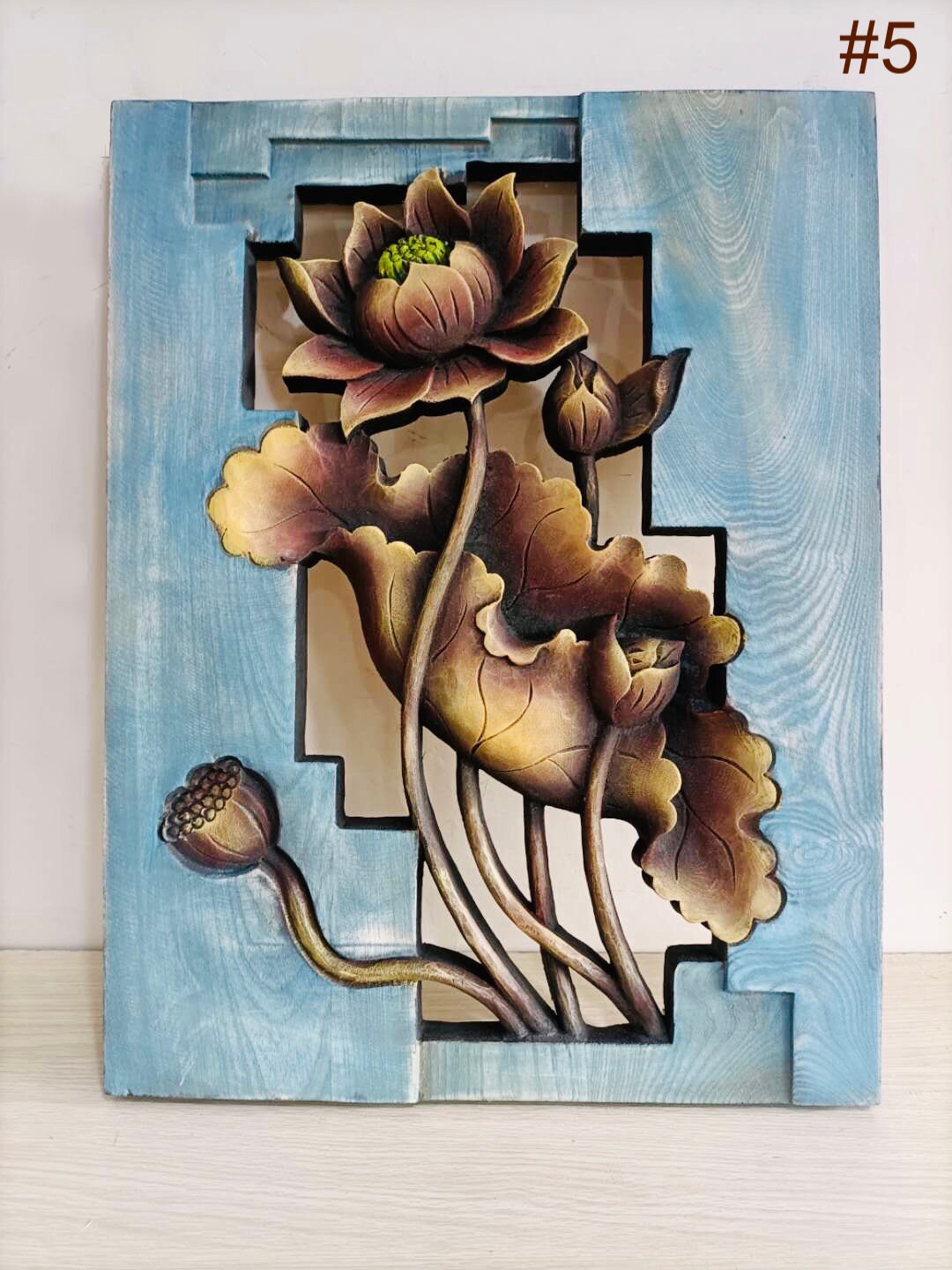 Vintage Chinesische Blumen Volkskunst Holzschnitzerei.Antike Tischmalerei Sammlung.Asiatische Wohnwanddekoration Runde Feng Shui Plaketten Panel.Geschenk