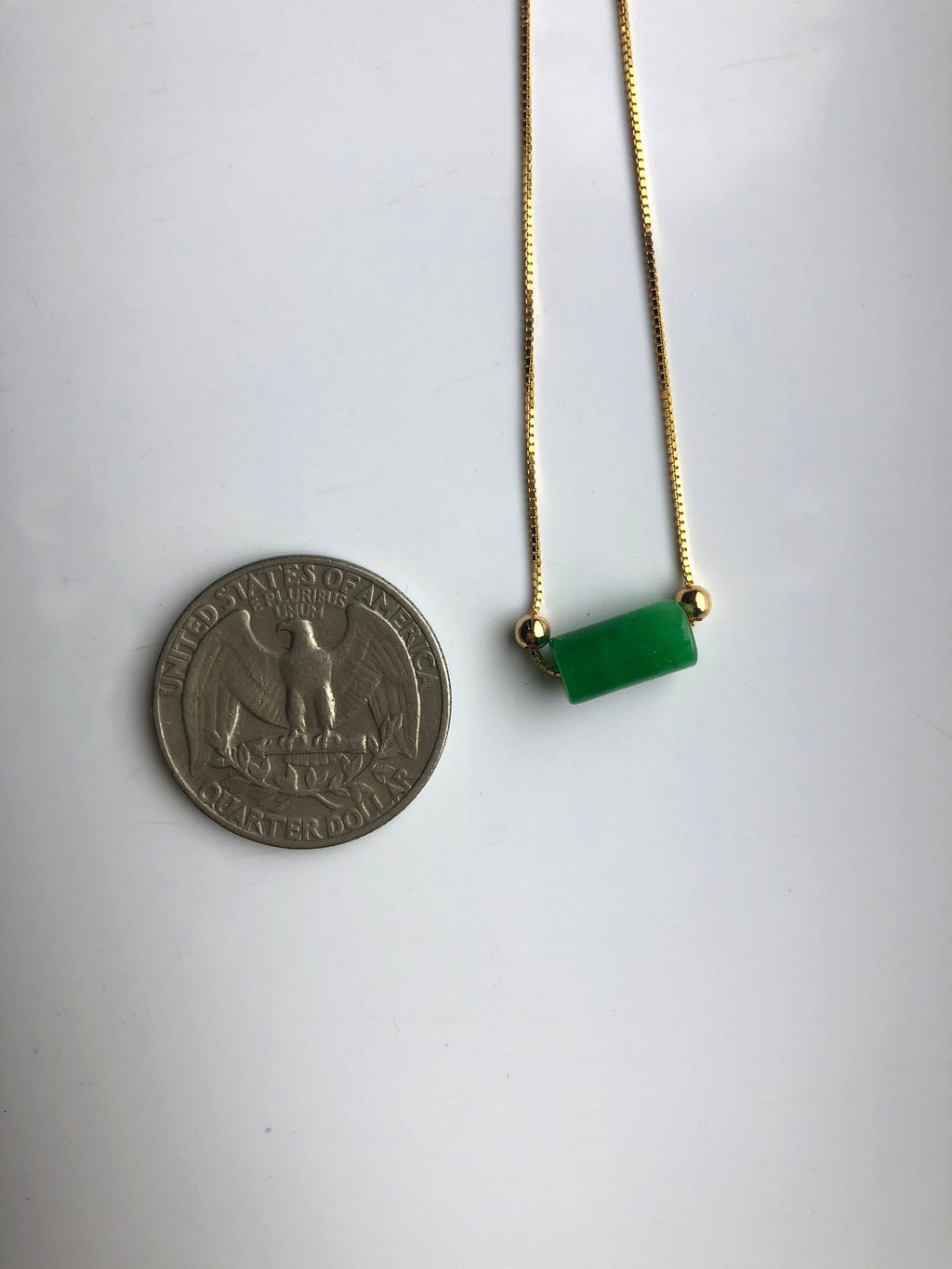 18k Gold Minimalist Jade Choker Necklace – Dark Green Bead Pendant 16" | Dainty Genuine Vintage-Inspired Jade Jewelry
