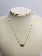 18k Gold Minimalist Jade Choker Necklace – Dark Green Bead Pendant 16" | Dainty Genuine Vintage-Inspired Jade Jewelry