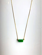 18k Gold Minimalist Jade Choker Necklace – Dark Green Bead Pendant 16" | Dainty Genuine Vintage-Inspired Jade Jewelry