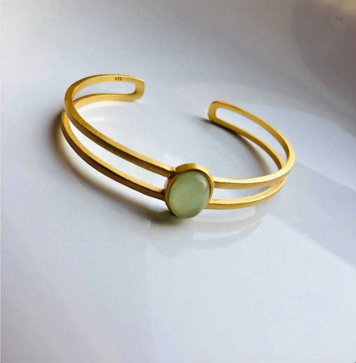 Gold Minimalistic Bangle.Green Jade Bracelets.Jade Adjustable Bangles.Modern 14k Gold Cuff.Jade Beads Jewelry.Light green real chinese jade