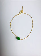 18 Karat Gold Jade Charm Armband.Winziges Jade Perlenarmband.Modernes grünes Jade Armband.Zierliches Goldarmband.Verstellbarer echter Nephrit Jade Schmuck