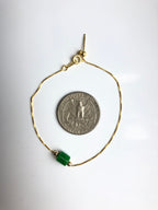 18 Karat Gold Jade Charm Armband.Winziges Jade Perlenarmband.Modernes grünes Jade Armband.Zierliches Goldarmband.Verstellbarer echter Nephrit Jade Schmuck