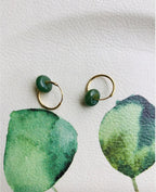 Mini 18k Gold Jade Donut Earrings.Small Green Jade Drop Hoop Earrings.Minimalist Tiny Jade Circle Jewelry.Natural Round Jade Earrings.Gift