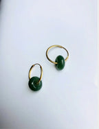 Mini 18k Gold Jade Donut Earrings.Small Green Jade Drop Hoop Earrings.Minimalist Tiny Jade Circle Jewelry.Natural Round Jade Earrings.Gift