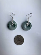 Natürliche grüne Jade Donut Ohrringe.Silber Blumen Jade Kreis Ohrringe.Runde grüne &amp; weiße Jade Schmuck.Jade Ohrringe Silber.Echte Jade Geschenk