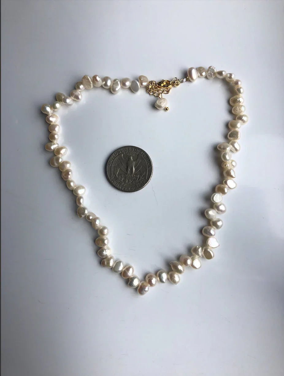14 gold filled Irregular natural pearls beads necklace - Adjustable Baroque Freshwater Pearl Necklace | Wedding bride Jewelry