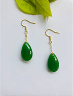 Green Jade Teardrop Earrings.Hanging Teardrop Earrings.Gold Jade Jewelry.Chinese Jade Jewelry.Dangle Jade drops.Natural Jade.Gift for her
