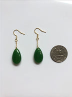 Green Jade Teardrop Earrings.Hanging Teardrop Earrings.Gold Jade Jewelry.Chinese Jade Jewelry.Dangle Jade drops.Natural Jade.Gift for her