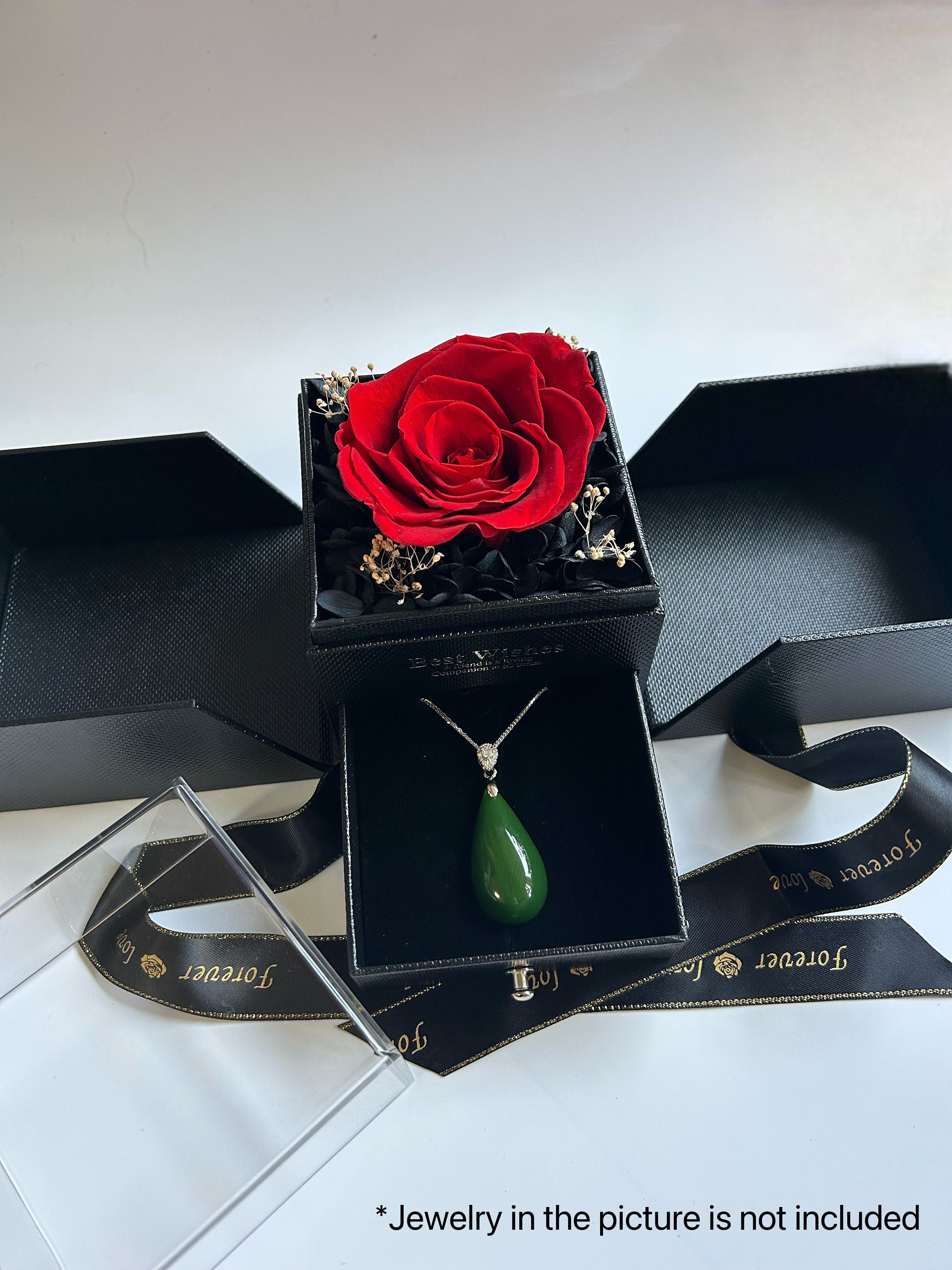 Special Real Red Rose Flower Gift Box.100% True Rose Jewelry Box.Preserved Flower Ring Necklace Earring Box.Forever Love Package.For Her