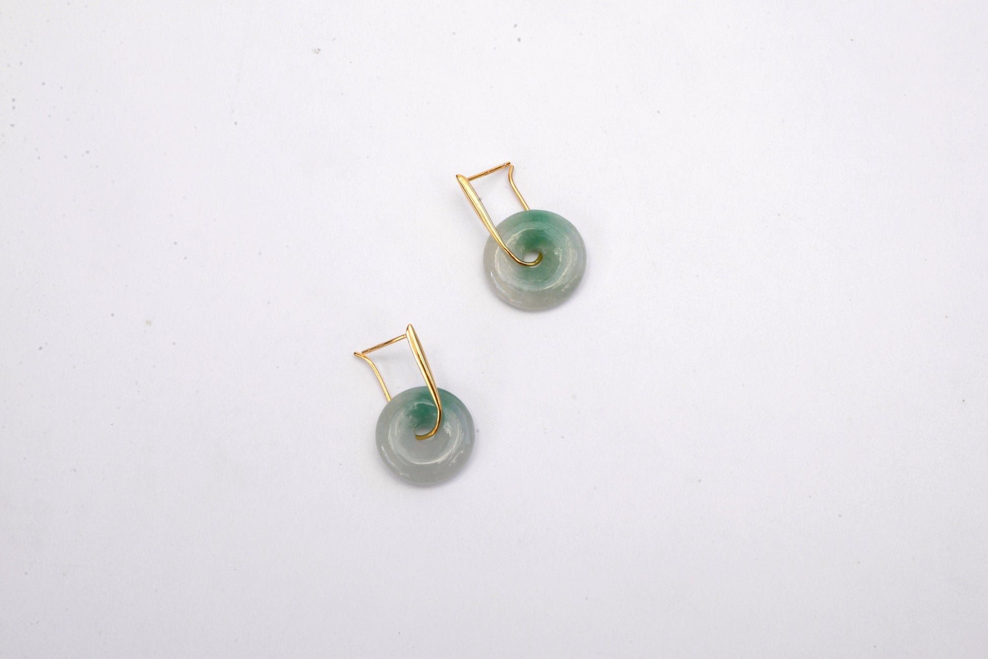 Modern gold green jade Earrings. Gold Hanging Jade donut Earrings.Real Jade Jewelry.Natural White Jade Earrings.Genuine Chinese Jades.Gift