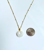 18'' White Jade Circle Pendants - Gold Dainty Yoga Necklace | Real Jade Moon Energy Jewelry