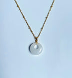 18'' White Jade Circle Pendants - Gold Dainty Yoga Necklace | Real Jade Moon Energy Jewelry