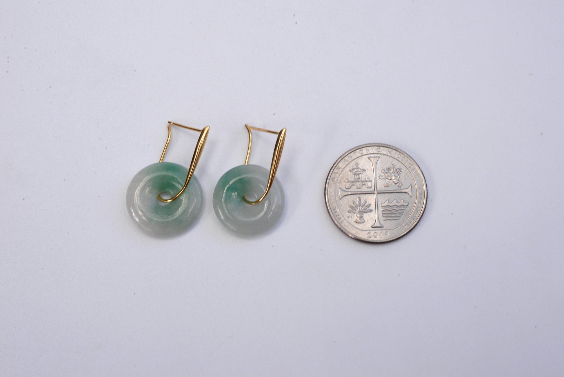 Modern gold green jade Earrings. Gold Hanging Jade donut Earrings.Real Jade Jewelry.Natural White Jade Earrings.Genuine Chinese Jades.Gift