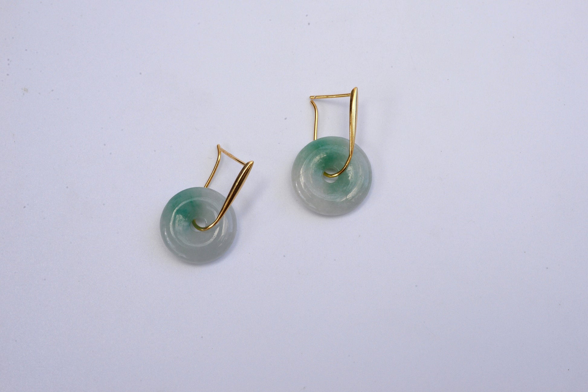 Modern gold green jade Earrings. Gold Hanging Jade donut Earrings.Real Jade Jewelry.Natural White Jade Earrings.Genuine Chinese Jades.Gift