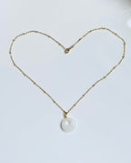 18'' White Jade Circle Pendants - Gold Dainty Yoga Necklace | Real Jade Moon Energy Jewelry