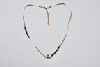 Dainty Double Layered White Beads and Gold Choker - Tiny Turquoise Beaded Necklace | Boho Evil Eye PendantHippie Jewelry