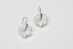 Green & White Jade Flower Earrings.Jade Silver Earrings.Real Jade Jewelry.Sterling Silver Earrings.Wedding Floral jewelry.Gift for her.Bride