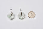 Green & White Jade Flower Earrings.Jade Silver Earrings.Real Jade Jewelry.Sterling Silver Earrings.Wedding Floral jewelry.Gift for her.Bride