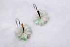 Green & White Jade Flower Earrings.Jade Silver Earrings.Real Jade Jewelry.Sterling Silver Earrings.Wedding Floral jewelry.Gift for her.Bride