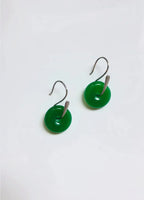 925 Sterling Silber Grüne Jade Donut Ohrringe.Echte Jade Kreis Ohrringe.Runde Jade Ohrringe.Pi Disc Schmuck.Silber Chinesische Jade.Geschenk für Sie