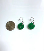 925 Sterling Silber Grüne Jade Donut Ohrringe.Echte Jade Kreis Ohrringe.Runde Jade Ohrringe.Pi Disc Schmuck.Silber Chinesische Jade.Geschenk für Sie