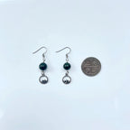 Dark Green Jade Bead Earrings,Real Jade Jewelry, Sterling Silver Jewelry, Asymmetric Mountain & Ocean Symbols,Gift for Outdoor Lovers.Unique