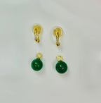Mehrzweck-Ohrringe aus Jade ohne Piercing.Grüngoldene Ohrclips.Bequeme, gepolsterte Ohrringe.Echte Jade-Ohrhänger.Geschenk